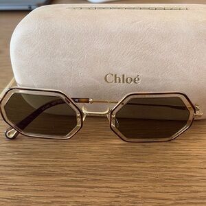Chloe Gold Hexagonal Sunglasses